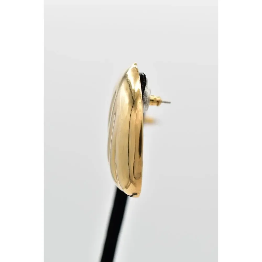 Vintage Dangle Dome Earrings Gold Ribbed Heavy Chunky USA Made NOS 1980s 9L